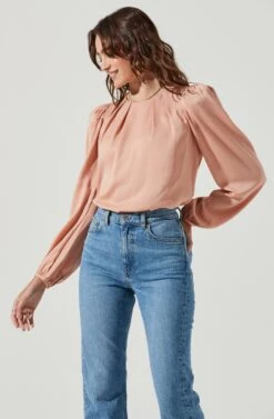 Puff Shoulder Long Sleeve Top -Astr The Label Shop AT16964 BLUSH 6