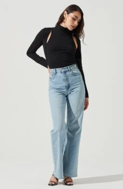 Long Sleeve Mock Neck Shrug -Astr The Label Shop AT16970 BLACK 1