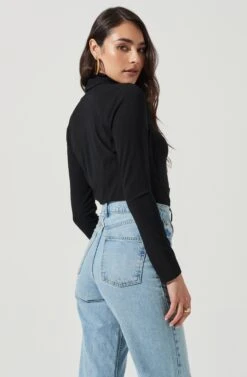 Long Sleeve Mock Neck Shrug -Astr The Label Shop AT16970 BLACK 4