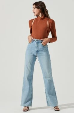 Long Sleeve Mock Neck Shrug -Astr The Label Shop AT16970 BROWN 2