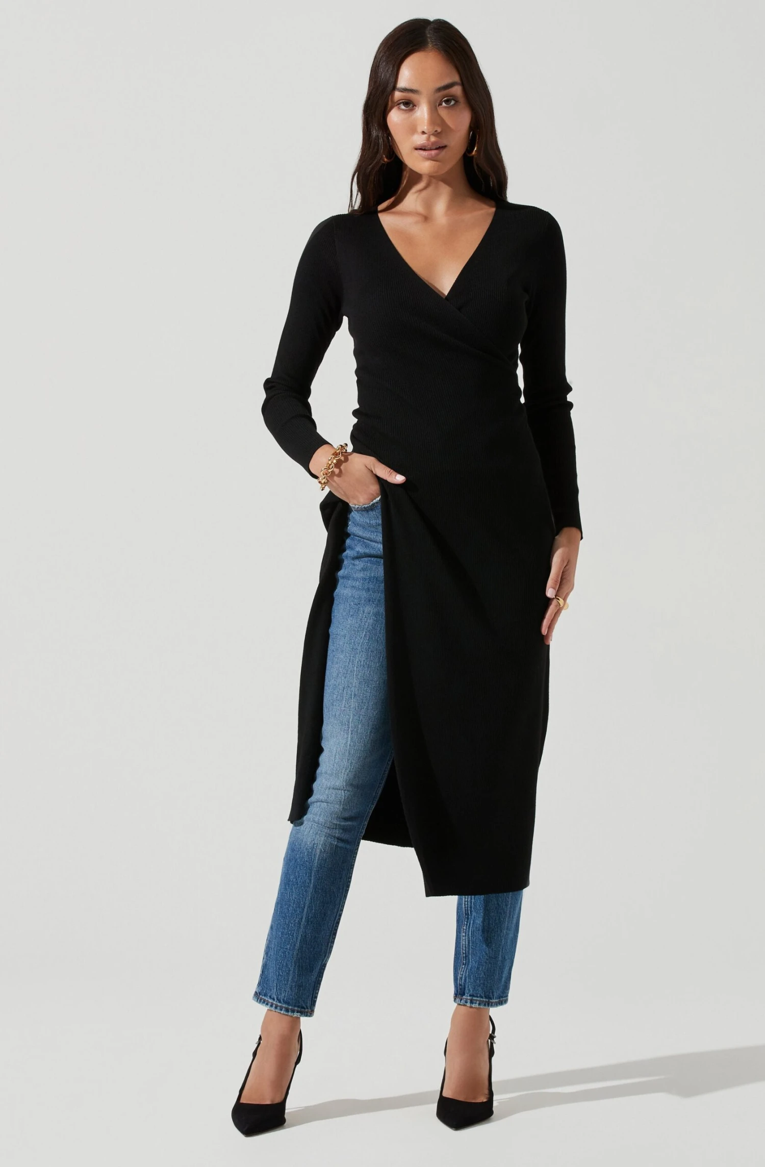 Hi Slit Cross Front Sweater 8 Hi Slit Cross Front Sweater - Image 6