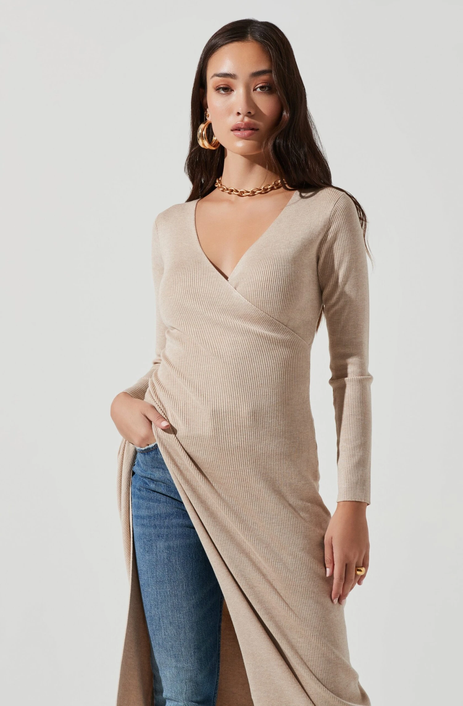 Hi Slit Cross Front Sweater 4 Hi Slit Cross Front Sweater - Image 2