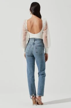 Organza Sleeve Knit Bodysuit -Astr The Label Shop AT16995 CREAM 0702