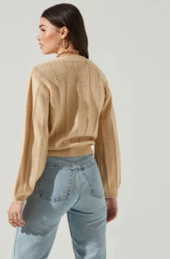 Wrap Front Pointelle Sweater -Astr The Label Shop AT17000 BUTTER 5