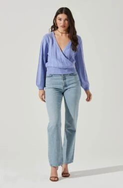 Wrap Front Pointelle Sweater -Astr The Label Shop AT17000 PURPLEIRIS 1
