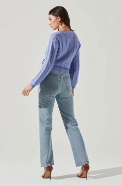 Wrap Front Pointelle Sweater -Astr The Label Shop AT17000 PURPLEIRIS 4