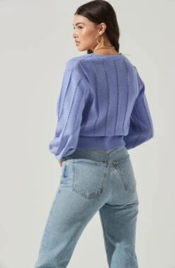 Wrap Front Pointelle Sweater -Astr The Label Shop AT17000 PURPLEIRIS 5
