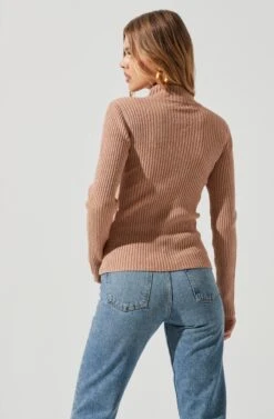 Mock Neck Cross Front Sweater 33 Mock Neck Cross Front Sweater -Astr The Label Shop AT17003 BLUSH 0874