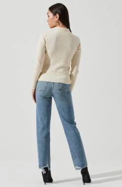 Mock Neck Cross Front Sweater 36 Mock Neck Cross Front Sweater -Astr The Label Shop AT17003 CREAM 1096