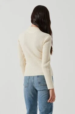 Mock Neck Cross Front Sweater 39 Mock Neck Cross Front Sweater -Astr The Label Shop AT17003 CREAM 1101