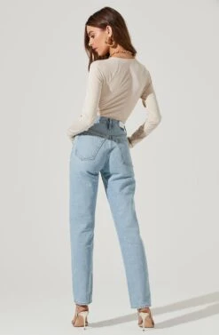 Multi Cutout Long Sleeve Bodysuit 27 Multi Cutout Long Sleeve Bodysuit -Astr The Label Shop AT17022 BONE 1522