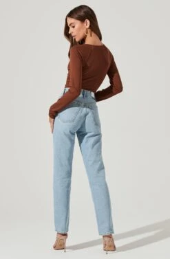 Multi Cutout Long Sleeve Bodysuit 34 Multi Cutout Long Sleeve Bodysuit -Astr The Label Shop AT17022 BROWN 1862