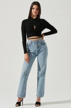 Reseda Cutout Tie Waist Top 16 Reseda Cutout Tie Waist Top -Astr The Label Shop AT17029 BLACK 1