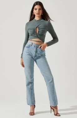 Reseda Cutout Tie Waist Top 25 Reseda Cutout Tie Waist Top -Astr The Label Shop AT17029 SAGE 1