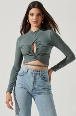 Reseda Cutout Tie Waist Top 22 Reseda Cutout Tie Waist Top -Astr The Label Shop AT17029 SAGE 2