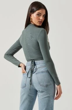 Reseda Cutout Tie Waist Top 24 Reseda Cutout Tie Waist Top -Astr The Label Shop AT17029 SAGE 4