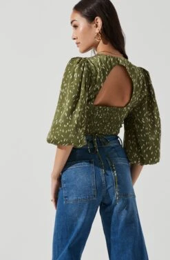 Wrap Front Back Cutout Top -Astr The Label Shop AT17045 GREENFLECKS 0796