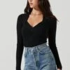 Twist Front Sweater -Astr The Label Shop AT17051 BLACK 1307