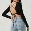 Toluca Cutout Cross Strap Long Sleeve Top