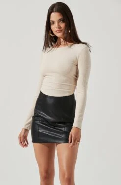 Toluca Cutout Cross Strap Long Sleeve Top -Astr The Label Shop AT17052 CREAM 2