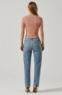 Cap Sleeve Ribbed Sweetheart Top -Astr The Label Shop AT17074 MAUVE 5