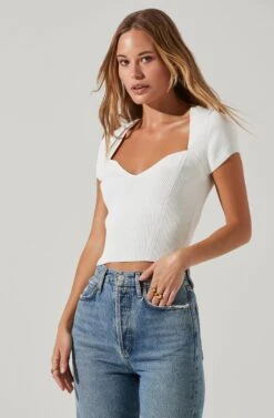 Cap Sleeve Ribbed Sweetheart Top -Astr The Label Shop AT17074 WHITE 2