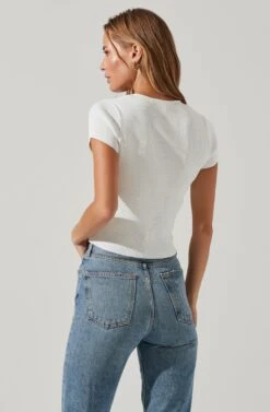 Cap Sleeve Ribbed Sweetheart Top -Astr The Label Shop AT17074 WHITE 3