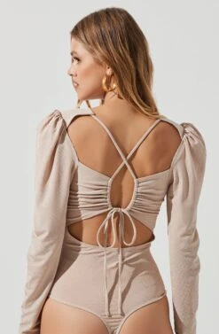 Multi Back Cutout Bodysuit -Astr The Label Shop AT17094 CREAM 2003