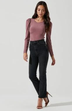 Multi Back Cutout Bodysuit -Astr The Label Shop AT17094 MAUVE 0987