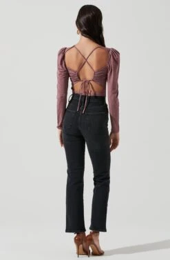 Multi Back Cutout Bodysuit -Astr The Label Shop AT17094 MAUVE 0996