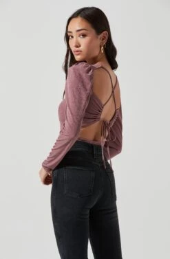 Multi Back Cutout Bodysuit -Astr The Label Shop AT17094 MAUVE 1001