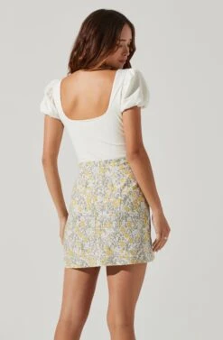 Puff Sleeve Square Neck Bodysuit -Astr The Label Shop AT17138 WHITE 6