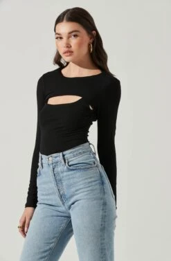 Long Sleeve Cutout Front Bodysuit