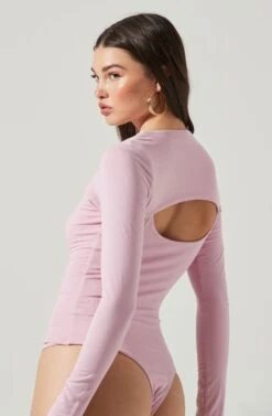 Long Sleeve Cutout Front Bodysuit -Astr The Label Shop AT17141 PINK 9