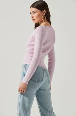 Long Sleeve V Neck Cardigan 37 Long Sleeve V Neck Cardigan -Astr The Label Shop AT17171 ICYPINK 7