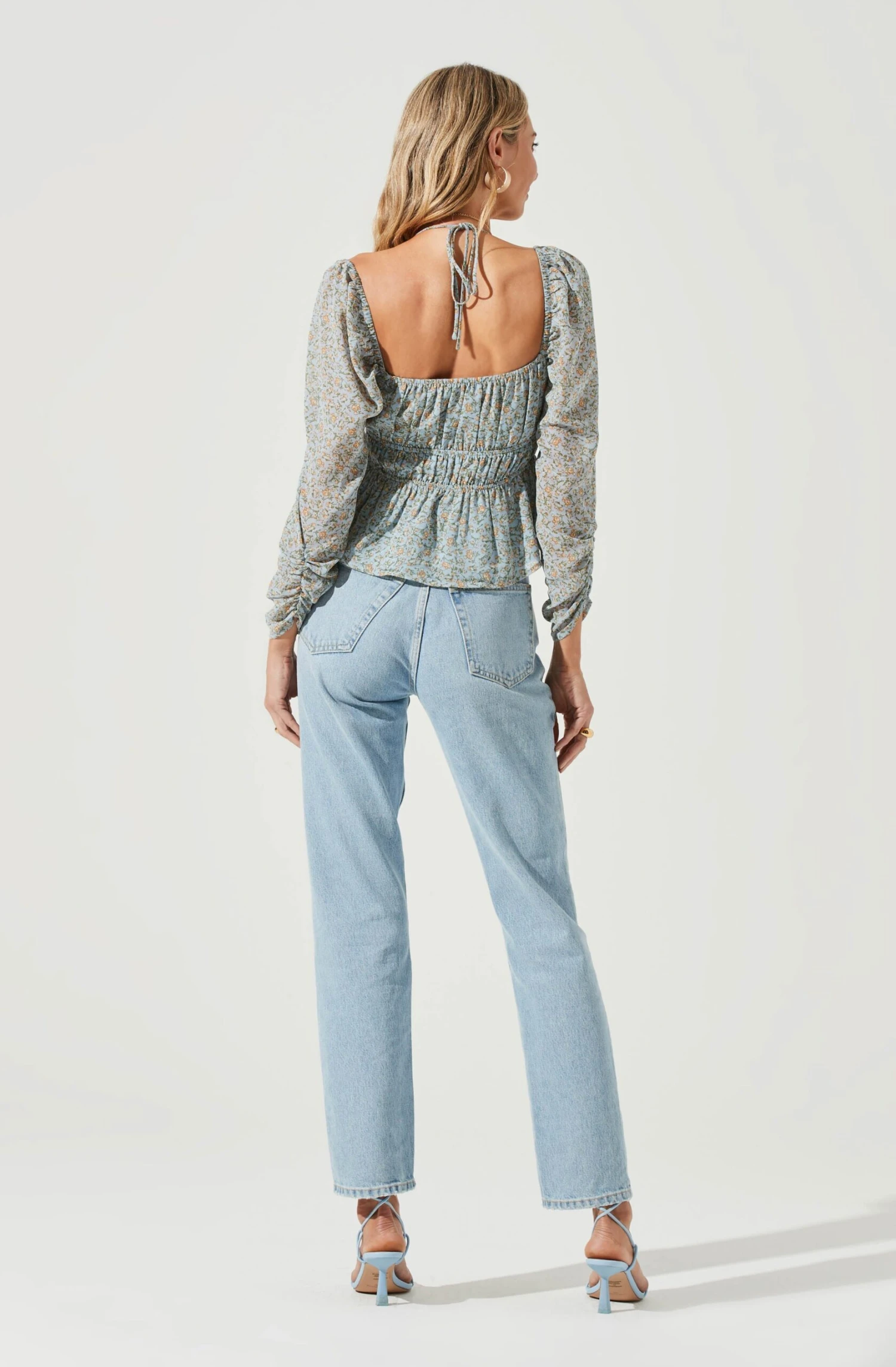 Floral Long Sleeve Shoulder Cutout Tie Neck Top 7 Floral Long Sleeve Shoulder Cutout Tie Neck Top - Image 5