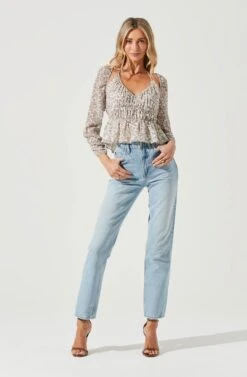 Floral Long Sleeve Shoulder Cutout Tie Neck Top 19 Floral Long Sleeve Shoulder Cutout Tie Neck Top -Astr The Label Shop AT17205 WHITELAVENDERFLORAL 1