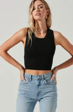 Tie Back Sweater Tank Top -Astr The Label Shop AT17237 BLACK 1669