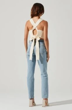 Tie Back Sweater Tank Top -Astr The Label Shop AT17237 CREAM 6