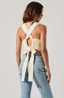 Tie Back Sweater Tank Top -Astr The Label Shop AT17237 CREAM 7