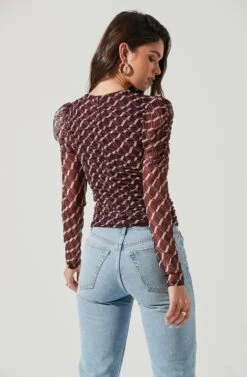 Demi Geometric Cutout Long Sleeve Top -Astr The Label Shop AT17312 WINE PINKGEO 0925 1