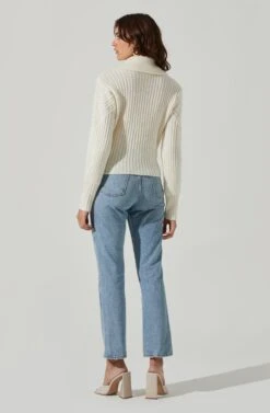 Button Polo Sweater -Astr The Label Shop AT17435 CREAM 6