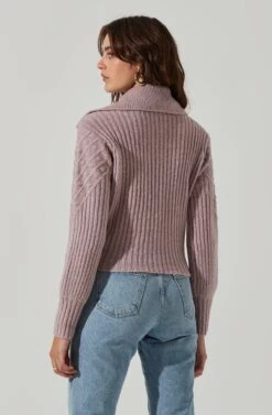 Button Polo Sweater -Astr The Label Shop AT17435 LILAC 5