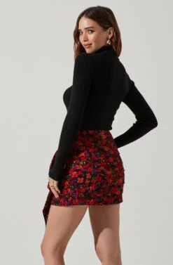 Antonella Mock Neck Cutout Sweater -Astr The Label Shop AT17464 BLACK 3