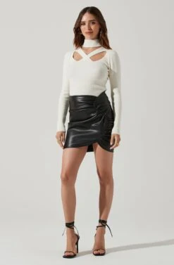 Antonella Mock Neck Cutout Sweater -Astr The Label Shop AT17464 WHITE 1