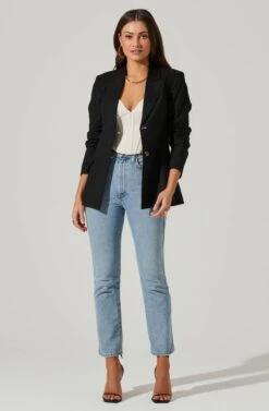 Fitted Buttoned Blazer -Astr The Label Shop AT17557 BLACK 2