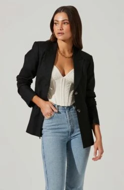 Fitted Buttoned Blazer -Astr The Label Shop AT17557 BLACK 4