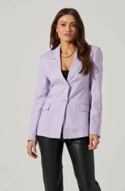 Fitted Buttoned Blazer -Astr The Label Shop AT17557 LILAC 3
