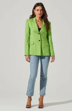 Fitted Buttoned Blazer -Astr The Label Shop AT17557 LIME 1