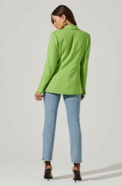 Fitted Buttoned Blazer -Astr The Label Shop AT17557 LIME 6